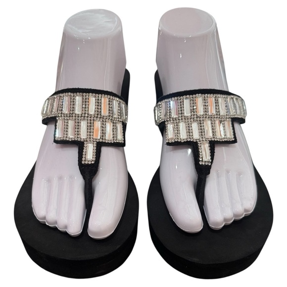 Yellow Box Y2K Platform Jeweled Summer Party Sandals Leather Upper Women's 10 - Picture 5 of 9